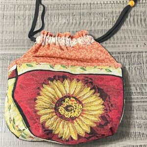 Sunflower Patterned Drawstring Pouch Bag - Red and Yellow